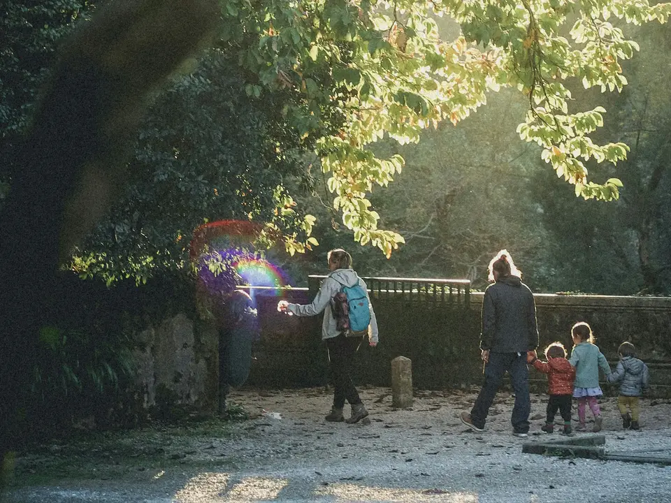 A family exploring a park in Madrid